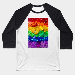 Yellow Butterfly With Rainbow Buttons Baseball T-Shirt